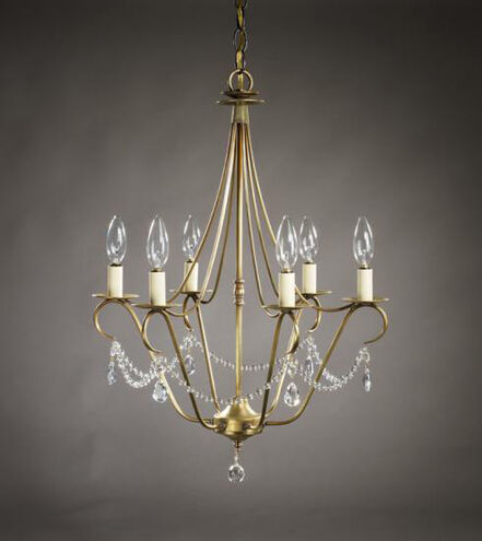 Hunter 6 Light 18.5 inch Antique Brass Chandelier Ceiling Light in With Crystal